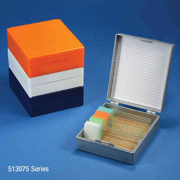 Globe Scientific Slide Box for 25 Slides, Cork Lined, Blue Slide storage; Microscope slide boxes; slide boxes